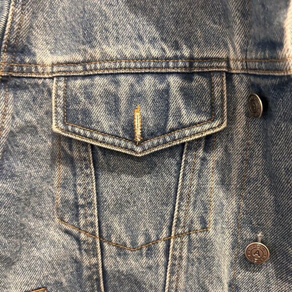 Arizona Jean Company Denim Jacket Trucker Cowboy Medium Distressed Vintage‎ 90s - Picture 5 of 9